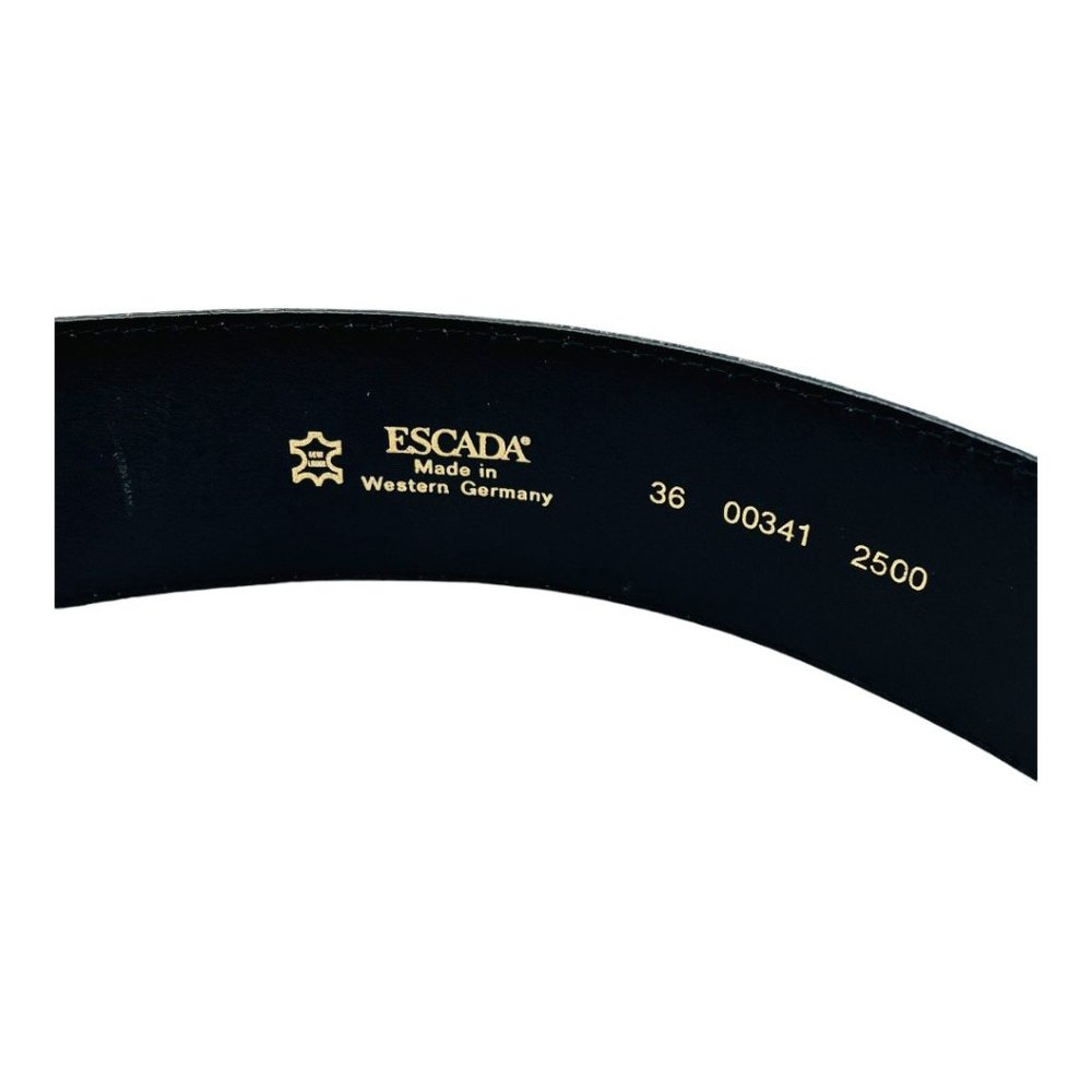 Escada 80's Leather Suede & Gilt Brass Color Block Two-Tone Vintage Belt - Picture 8 of 12